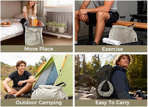Compression Travel Laundry Bag for Dirty Clothes, Pump-Free Laundry Bag for Suitcase & Dorm, Waterproof Wet Dry Clothes Organizer, Large Capacity Space Saving Travel Bag (1 Pcs)(Gray, L)