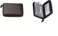 Genuine Leather Credit Card Holder, Wallet Case, Bank Card Case, RFID Blocking Secure Card Case, ID Case, Organizer Zipper Wallet 1 Pcs - Coffee