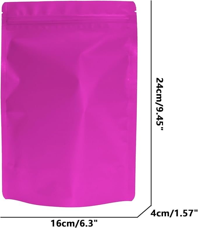100PCS Smell Proof Resealable Pouch Bags,ULIFESTAR Aluminum Foil Flat Food Storage Bag,Sealable Pcsaging Zipper Pouches with Tear Notches for Pcsaging Lipgloss,Jewelry,etc(16*24cm/6.3*9.45",Purple)