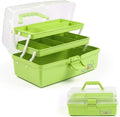 TERGOO 12in 3-Layer Plastic Craft Organizers and Storage, Portable Folding Tackle Box with Handle & Adjustable Dividers, Multipurpose Case for Sewing, Art Supplies, Medicine, Tools (Green)