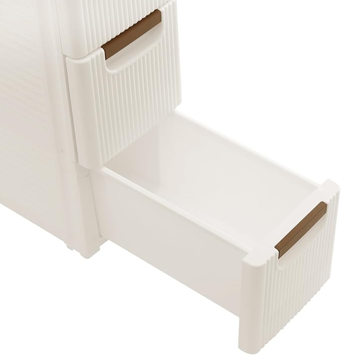 PERFERATE Narrow Plastic Storage Cabinet with 3Drawers Slim Storage Drawers with Wheels Tall Chest Organizer Cabinet Vertical for Small Spaces, Bedroom, Living Room, Office (3 Drawers)