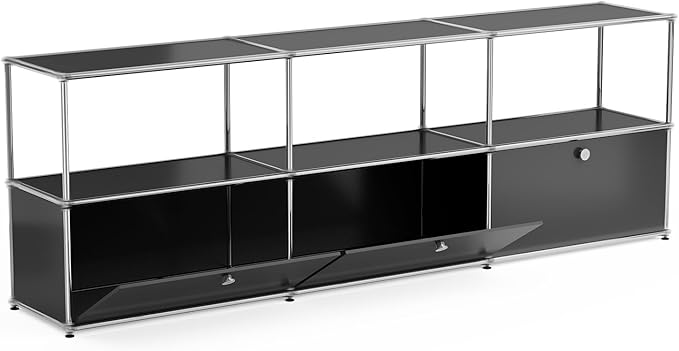 Modern Storage Cabinet Black G Versatile Free-Standing Organizer for Home Office Décor, Green (Black, G-15 D x 90" W x 29" H)