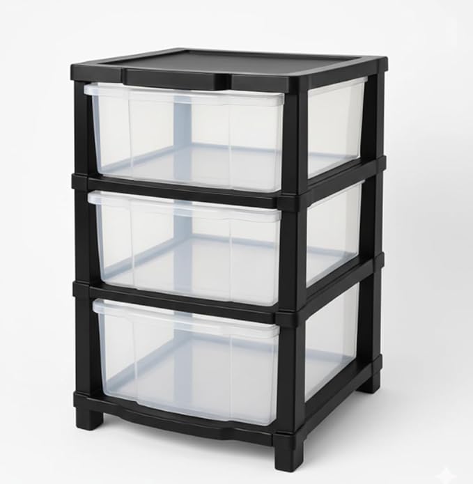 Space saving storage drawer unit suitable for cabinets shelves wardrobes offering neat organized household storage solution