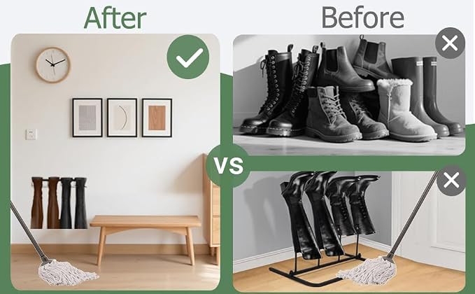 8 Pair Boot Rack for Wall Mounted - Wader Hangers for Drying Fishing Rain Hiking Tall Cowboy Boots - Boot Hanger Holder for Indoor Outdoor Entryway Garage Mudroom Closet