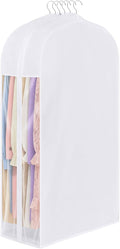 43" Premium Cotton Garment Bag for Hanging Clothes, Breathable Suit Bags for Closet Storage with Extre Large 10" Gusseted & Clear Window, Dust Cover with Zipper for Suits, Jacket, 1 Pack