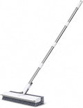 Floor Scrub Brush with 50-Inch Handle, Squeegee and Stiff Bristles | Stiff PVC bristles, 30/40/50-in stainless steel handle, 360° locking head and squeegee for tile, tubs and patios.