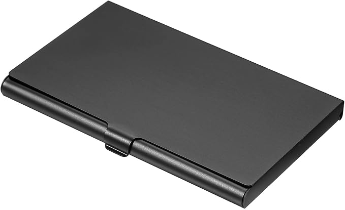 PATIKIL Business Card Holder, Aluminum Alloy Flip Cover Slim Name Cards Case for Women Men, Black
