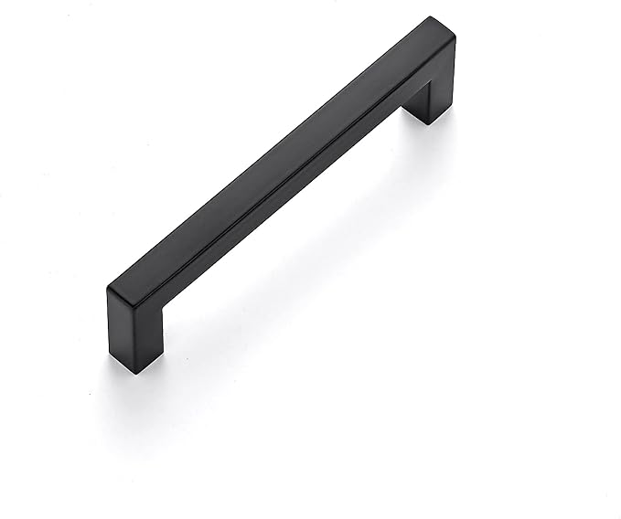 Ravinte Matte Black Square Cabinet Handles Drawer Pulls,5 Inch,1 Pack | Screws Included, Stainless Steel, Square Bar Grip, Easy Install, Kitchen Cabinet Hardware, For Cupboards, Drawers, Dressers