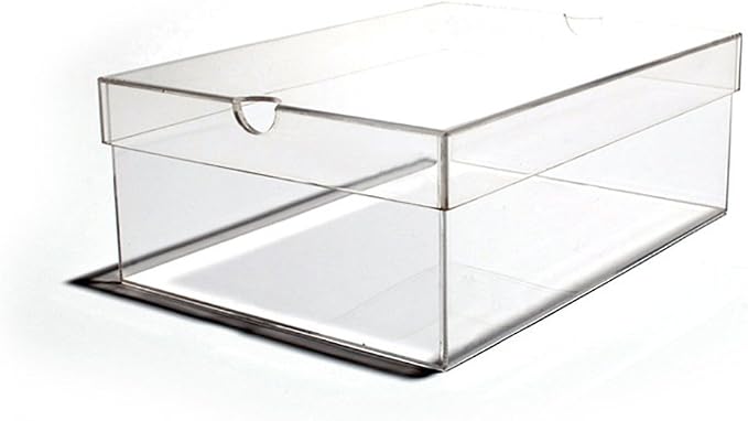 OnDisplay Luxury Acrylic Shoe Box - Clear Lucite Shoebox with Lid (Long)