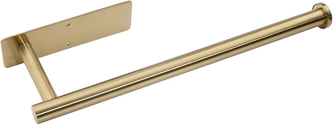 Paper Towel Holder Under Cabinet Wall Mount Paper Towel Holder Adhensive SUS304 Stainless Steel Kitchen Towel Holder Rack Hanging Paper Holder for Kitchen Bathroom Organizer(1,Gold)