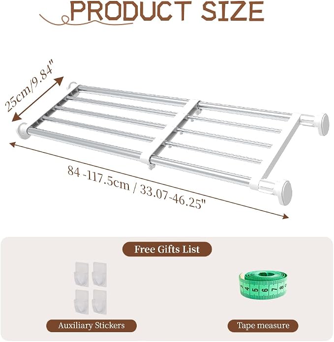 Hershii Expandable Shelf Rod Closet System Heavy Duty Clothes Hanger Adjustable DIY Storage Organizer Shoe Rack