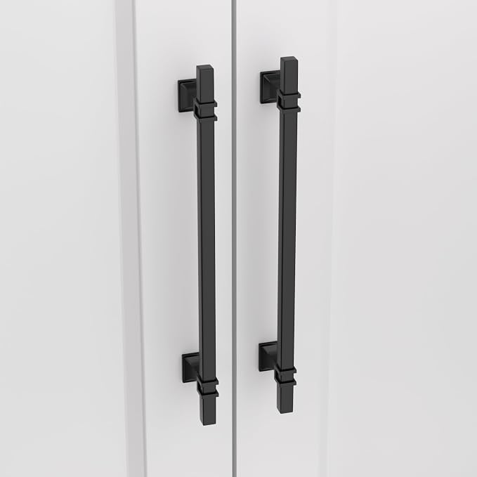 25 Pack 10 Inch (256mm) Black Cabinet Handles & Drawer Pulls - Matte Black Kitchen & Dresser Hardware