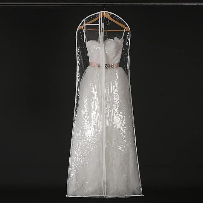 DressGarment Bag, Dirt-Proof Suit Cover Bag with Zipper for Long Dresses, Wedding Dress Garment Bag, Clear Garment Bags for Long Bridal Gown Dress Storage(180cm)