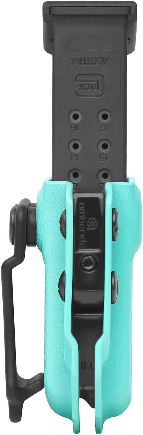 Amberide Universal IWB/OWB Kydex Mag Carrier for 9mm / .40 & .45 ACP Magazines, Single and Double Stack, Adjustable Retention, Ambidextrous, Fits 1.5" Belt, Made in USA