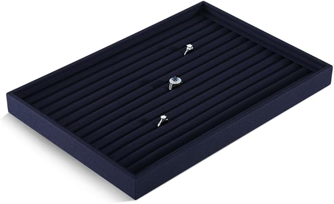 Linen Stackable Ring Ear Studs Display Tray, Premium Rings Storage Tray, Jeweler Shop Counter Showcase Table Top Organizers, Makeup Table Drawer Insert Jewelry Tray
