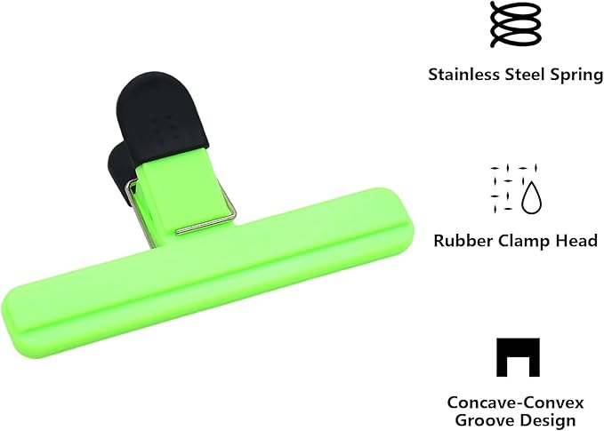 12Pack Large Chip,ULIFESTAR Food Clips,Upgrade Wide Open Bag Clips for Food Storage with Air Tight Seal Grip,Assorted Color(Green 15.3 * 8.6 * 2.5cm/6.02 * 3.39 * 0.98")