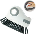 2 in 1 Groove Cleaning Brush, 2025 New Window Track Cleaning Tools, Multifunctional Bristle Crevice Brush with Hidden Scraper for Sliding Door Track Window Seal (Gray 1pc)