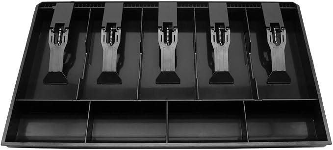Cash Register Drawer Insert Tray with 5 Bill/4 Coin Compartments for Money Storage, Black