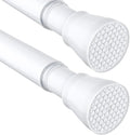 MEXAU 2 Pack White Tension Curtain Rod 45-77 Inch Shower Rod 7/8" Shower Curtain Rod Adjustable Spring Curtain Rods No Drilling Spring Rod Shower Curtain Tension Rod for Bathroom Windows Doorways