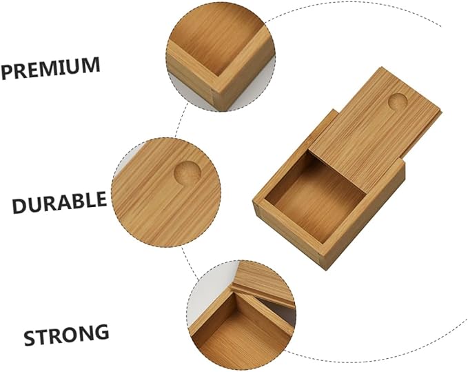 Bamboo Pull-out Lid Storage Box Chic Jewelry Case Retro Decorative Organizer for Home and Office Practical Desktop Decor