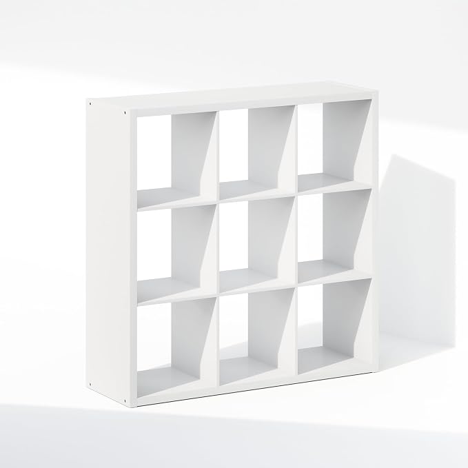 Furinno Cubic Extra Thick 9-Cube Closet Organizers and Storage, White | 14.6 x 44 x 44 in, Open Shelf Closet Storage, Closet Organizer, for Wardrobe, Bedroom, Living Room