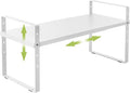 Across-Star Expandable Cabinet Shelf Organizer Rack, Stackable Kitchen Counter Storage Shelves Stand, Adjustable Height Pantry Shelf Spice Rack
