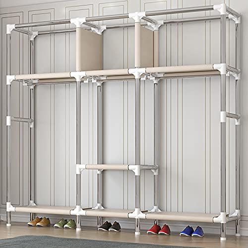 Large Locker Room Wardrobe Cloth Clothing Storage Organizer Portable Metal Hanging Rail Cupboard 172 * 163 * 45CM(Size:172 * 163 * 45CM,Color:C) (C 172 * 163 * 45CM)