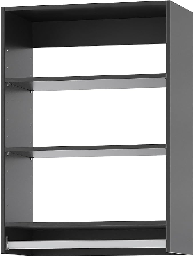 ROOMTEC 25.5" Medium Hanging Closet Unit, Modular Closet System with Hanging Rod, Wardrobe Organizer for Bedroom or Walk-in Closet, Wall Mounted, Customizable Clothes Storage Unit, Black