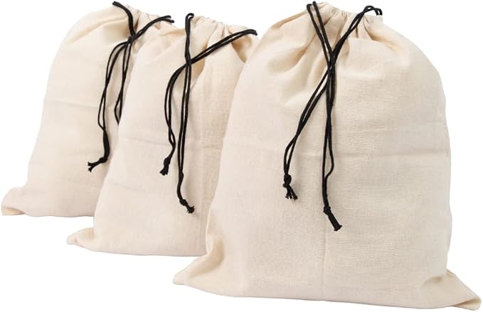 Organic Cotton Shoes Storage Bags - Convenient Shoe Bags for Travel & Storage - Dust Proof Sneaker Bags - Easy to Pack, Convenient to Carry & Foldable Shoes Drawstring Bags (3 Large: 23"x19")