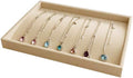 Premium Grade Beige Velvet Jewelry Organization Tray Necklace Watch Chain Bracelet Organizer Show Exhibit Home Drawer Divider Closet Insert