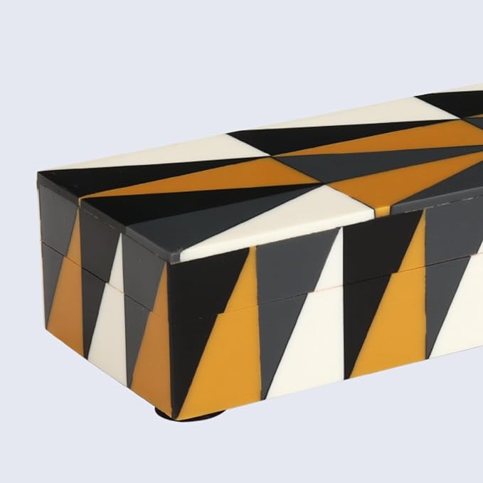 Handicrafts Home Decorative Storage Box with Lid, Decorative Remote Control Box, Slim Coffee Table Storage Box, Decorative Box for Shelf, Desk & Living Room Decor, Puzzle Guild 10 x 2.5 x 1.5 Inch