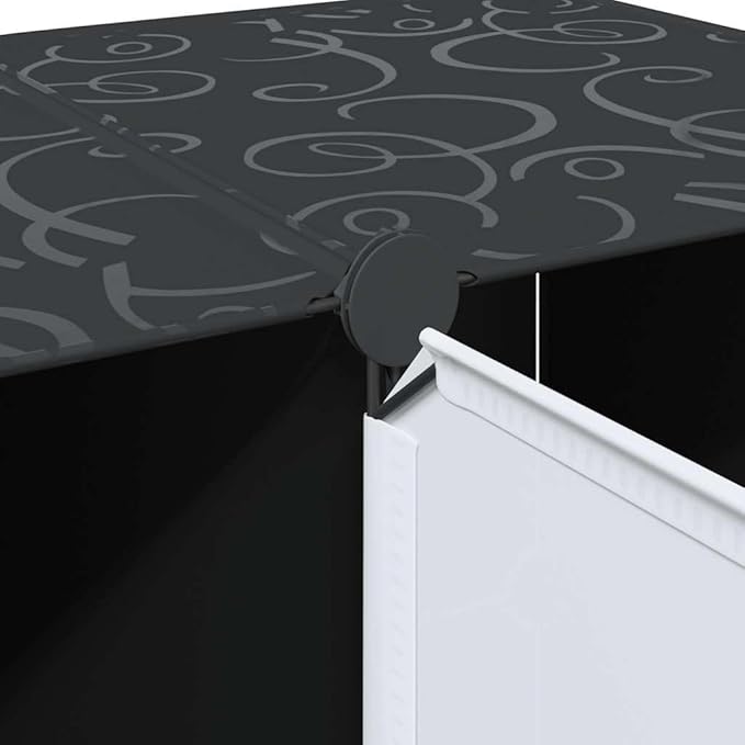 vidaXL Modular Cabinet Black and White Plastic and Chromed Steel