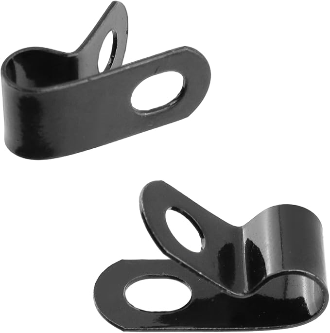 Antrader 0.24" Fence Wire Clamps,R-Type Agricultural Fencing Mounting Clips | 100Pcs 6mm Cable Management Cord Organizer with Screws to Vinyl, Wood or Metal Fence
