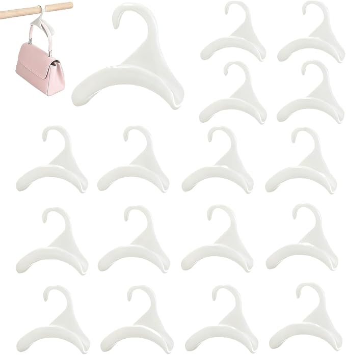 16 Pcs Purse Hanger Hook Acrylic White Bag Organizer Tote Hanger Closet Organizer Storage for Storing Tie Handbags Belt Tote Bag Satchels(White)
