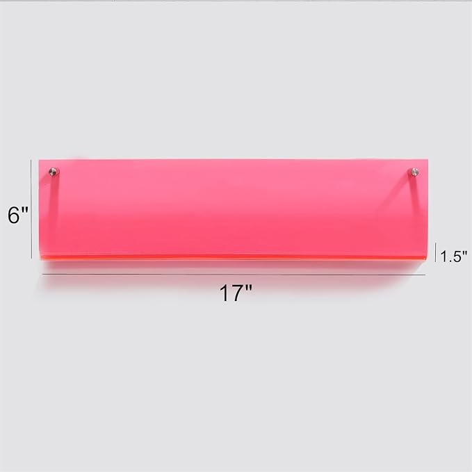 ROYALITA 2-Pack Acrylic Magazine Holder Brochure Holder, Pink 17 Inch | Record Magazine Rack, Fashion Floating Bookshelf, Literature Storage Rack for Waiting Room, Living Room, Office