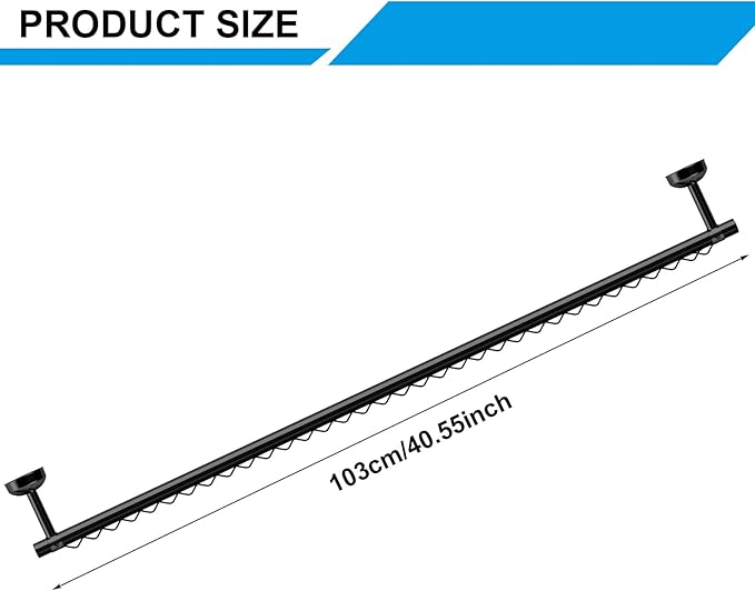 Wonderjune Closet Rail Hanging Closet Rod, 41" Any Angle Clothes Hanging Rail Under Stairs Storage Sloped Ceiling Mount Clothes Rod for Under Stairs Attic Bedroom Wall Mount(Black)