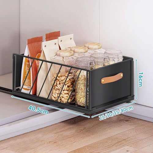 2 Pack Heavy Duty Carbon Steel Pull Out Cabinet Organizer, Foldable Sliding Mesh Pantry Shelves for Kitchen, Bathroom, Home Storage Solutions, Wardrobe Storage