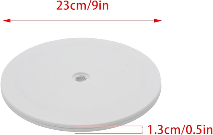 1 Pcs White 9 inch Acrylic Lazy Susan Rotating Turntable Organizer Bearings - Round Swivel Plate for Spice Rack, Table, Cake, Kitchen Pantry
