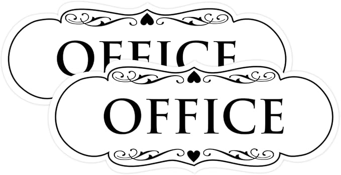 All Quality Designer Office Sign | Easy Installation - White - Small (2 Pack)