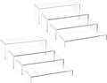 Acrylic Display Riser Stand, 12" 8Pc 5mm Tiered Shelf Risers for Cupcake | Clear multi-size plastic steps rack matching perfume, jewelry, pop collectibles. Stackable food buffet table setup