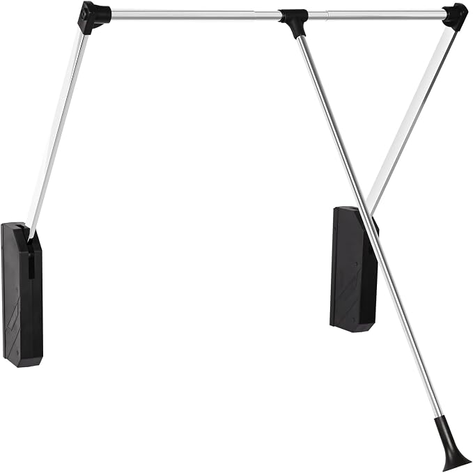 Pull Down Closet Rod Stainless Steel 35"-48"Adjustable 60 lbs | Wardrobe Lift Rail Rod,Side & Back Mounted Closet Pole for Waredrobe & Hanging Clothes,with Hydraulic System