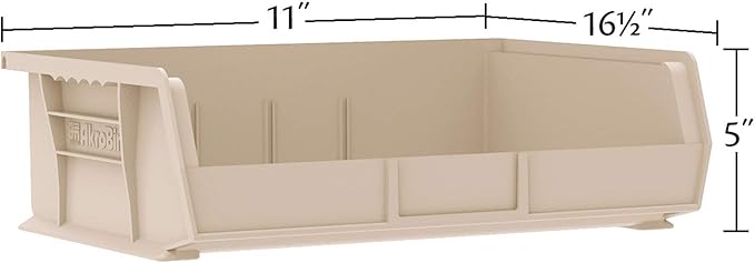 Akro-Mils 30255 AkroBins Plastic Storage Bins, Space-Saving Stackable Bins for Garage, Pantry, Craft Organization, 11" x 16" x 5", Blue, 6-Pack