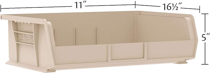 Akro-Mils 30255 AkroBins Plastic Storage Bins, Space-Saving Stackable Bins for Garage, Pantry, Craft Organization, 11" x 16" x 5", Clear, 6-Pack
