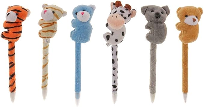 12 Plush Animal Pens - Fluffy Cartoon Pens Gifts