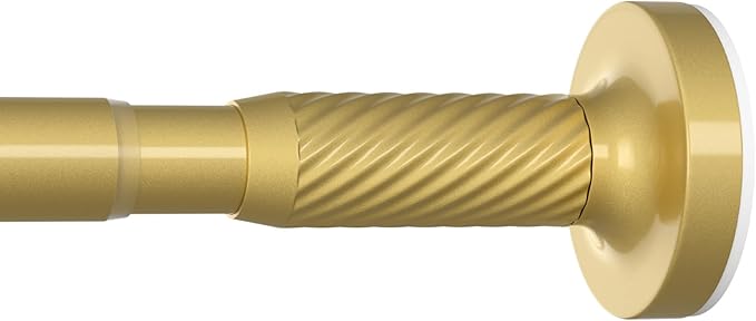Tension Curtain Rod 32-48Inch Gold Shower Rod Tension Rod Adjustable Curtain Rods no Drilling Curtain Rods for Windows,Closets,Doorway