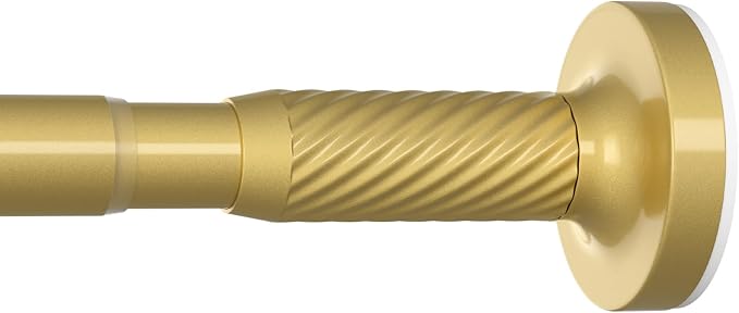 Tension Curtain Rod 32-90Inch Gold Spring Rods Adjustable Curtain Rods no Drilling Outdoor Tension Rod for Patio, Windows,Closets,Doorway,