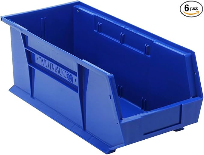 Quantum Storage QUS248 Ultra Stack and Hang Bins - 18" x 8-1/4" x 7" - 6 Pack