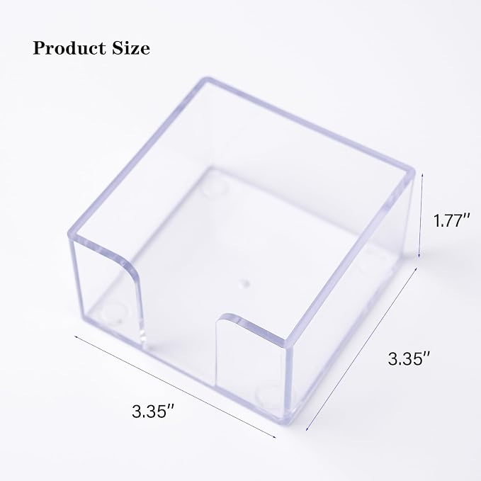 Sticky Notes Holder，Clear Acrylic 3" x 3" Post it Note Holder Dispenser for Desk, Computer Screen, Classroom Office Organizer, Light Blue