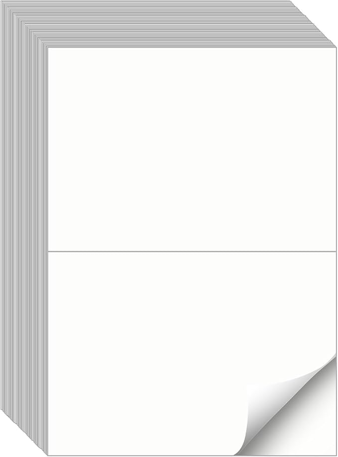Half Sheet Labels, 2 per Sheet, 2000 Sheets, 4000 Labels, 8.5" x 5.5" Shipping Label Paper, Address Sticker Laser & Inkjet Printer Label Stickers, 5 1/2" x 8 1/2" Half Sheet Label