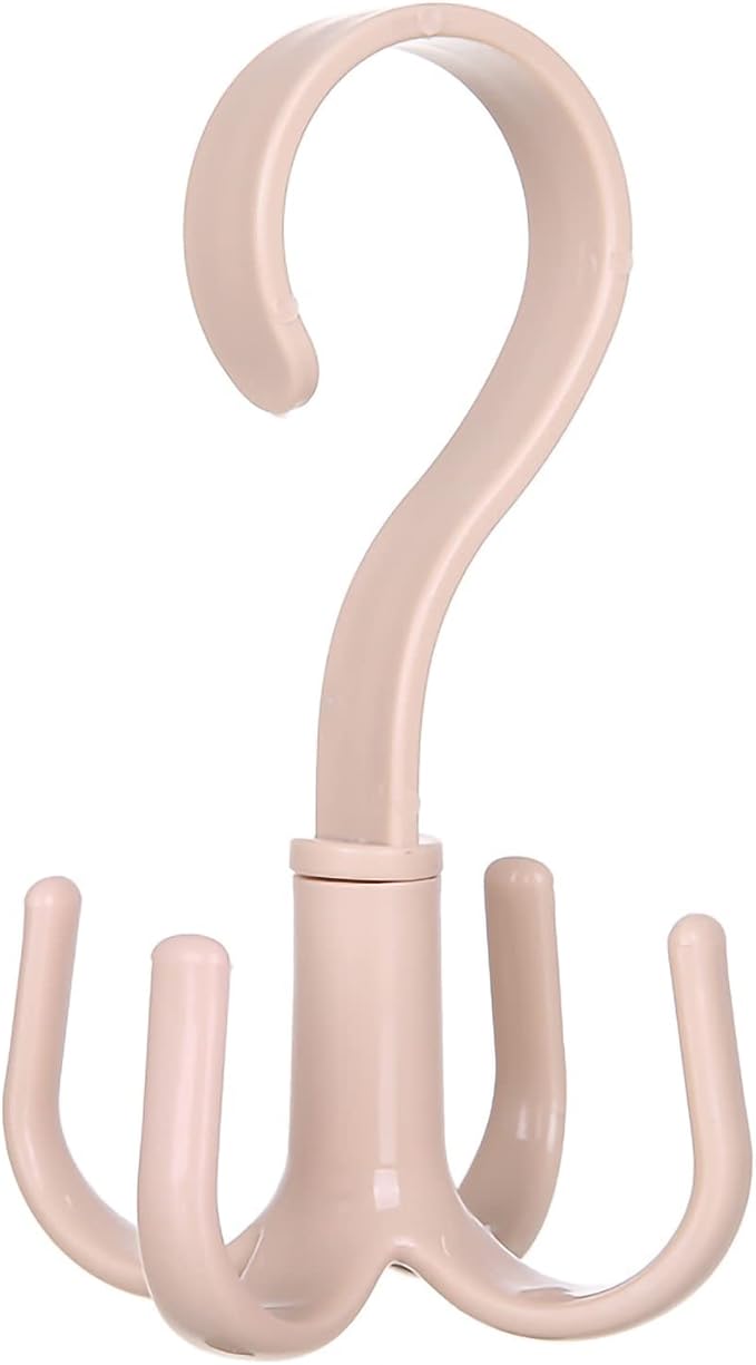 4PCS Rotating Tie and Belt Hanger, 360° Rotating Multifunctional Space Saving Closet Organizers Handbag Storage Hook Scarf Hanging Rack for Bedroom Kitchen (Beige)